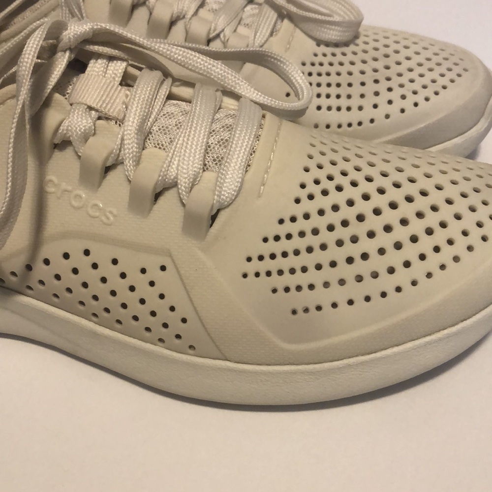 Crocs Women’s LiteRide Pearl White Pacer Laceup Sneakers - Picture 4 of 8